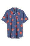 Rvca Anytime Short Sleeve Button-up Shirt In Navy