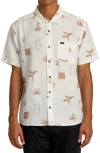 Rvca Artifacts Short Sleeve Linen Blend Button-up Shirt In Ecru