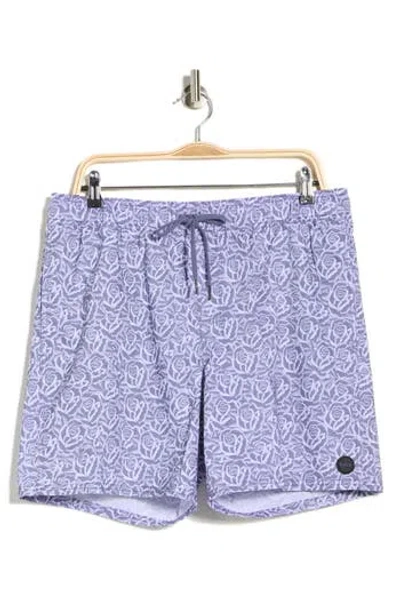 Rvca Barba Roses Swim Shorts In Purple