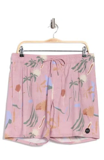 Rvca Barnes Swim Trunks In Pink