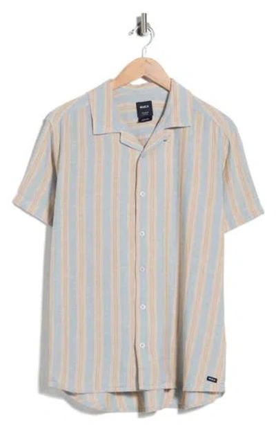 Rvca Beat Stripe Short Sleeve Button-up Shirt In Chambray
