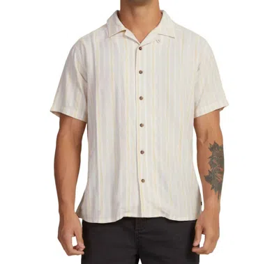 Rvca Beat Stripe Short Sleeve Shirt In Sand In White