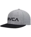 Rvca Big Boys And Girls  Heathered Gray, Black Logo Twill Snapback Hat In Heathered Gray,black