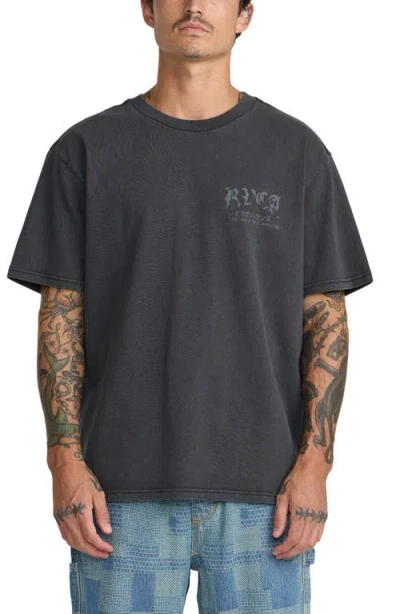 Rvca Big Press Cotton Graphic T-shirt In Black