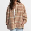 Rvca Birdie Shacket Flannel Jacket In Cka0-warm Taupe In Multi