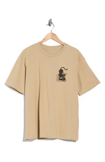 Rvca Burner Cotton Graphic T-shirt In Khaki