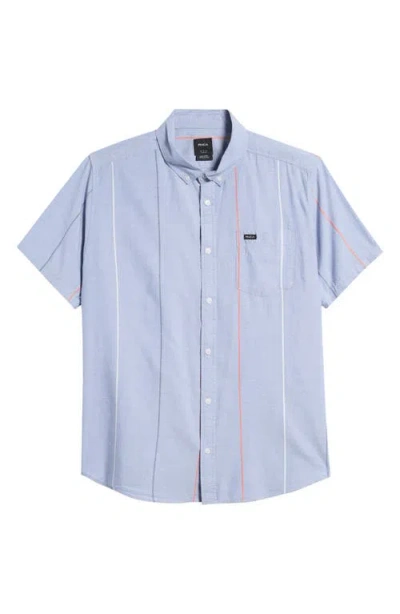 Rvca Cassidy Stripe Short Sleeve Button-down Shirt In Blue Tide