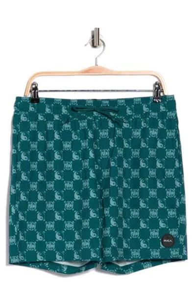 Rvca Checkmate Swim Trunks In Green