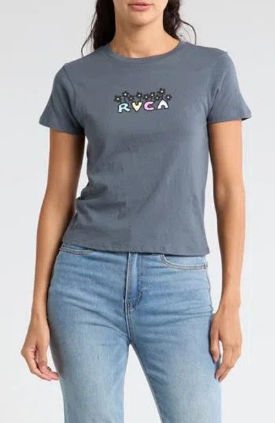 Rvca Cheddah Baby Graphic Print T-shirt In Stormy Blue