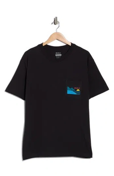 Rvca Cliff Sets Pocket Graphic T-shirt In Black