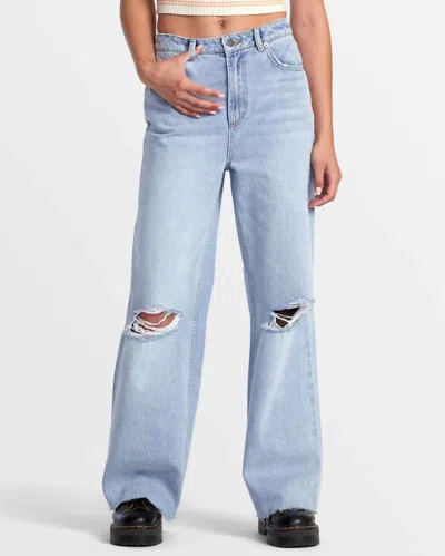 Rvca Coco Denim Jeans In Bleached Indigo In Blue