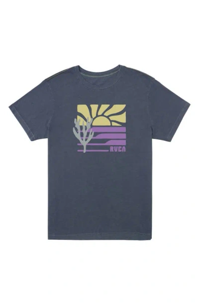 Rvca Coral Point Graphic T-shirt In Moody Blue