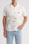 RVCA RVCA CRESCENT BAY EMBROIDERED LINEN BLEND CAMP SHIRT