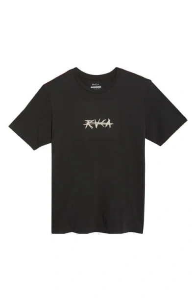 Rvca Crossed Palms Graphic T-shirt In Black