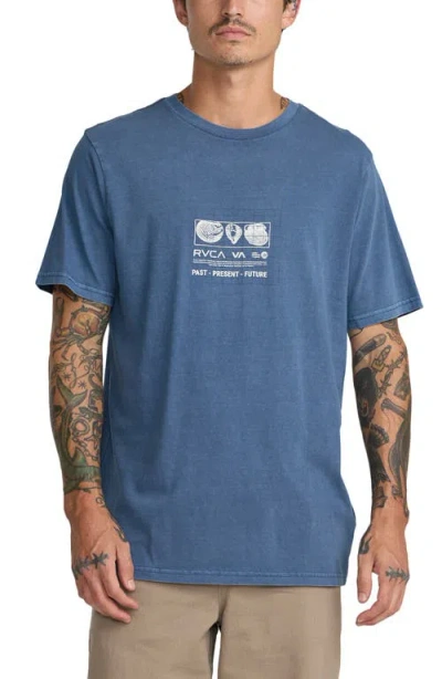 Rvca Crustaceous Cotton Graphic T-shirt In Blue