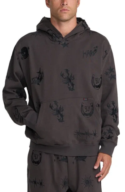 Rvca Dani Miller Anp Embroidered Fleece Hoodie In Brown