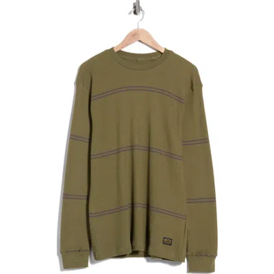 Rvca Day Shift Stripe Long Sleeve Thermal T-shirt In Olive