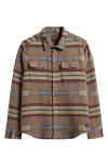 Rvca Dayshift Blanket Stripe Flannel Button-up Shirt In Brown