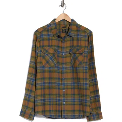Rvca Dayshift Cotton Flannel Shirt In Olive