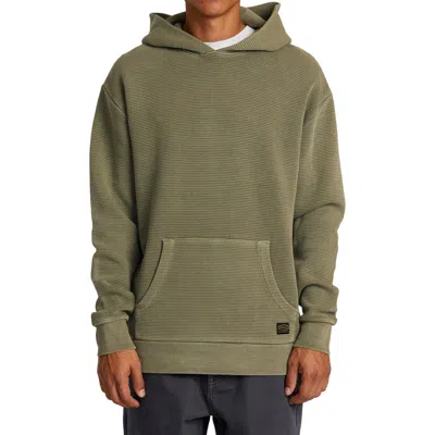 Rvca Dayshift Cotton Thermal Knit Hoodie In Olive