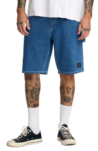 Rvca Dayshift Denim Carpenter Shorts In Multi