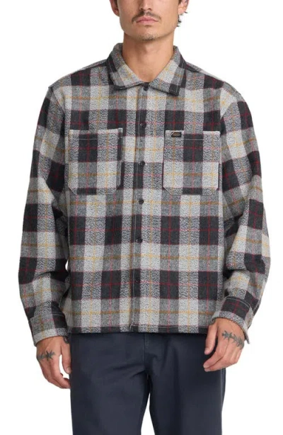 Rvca Dayshift Flannel Button-up Shirt In Gray