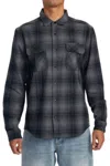 Rvca Dayshift Plaid Cotton Flannel Button-up Shirt In Black