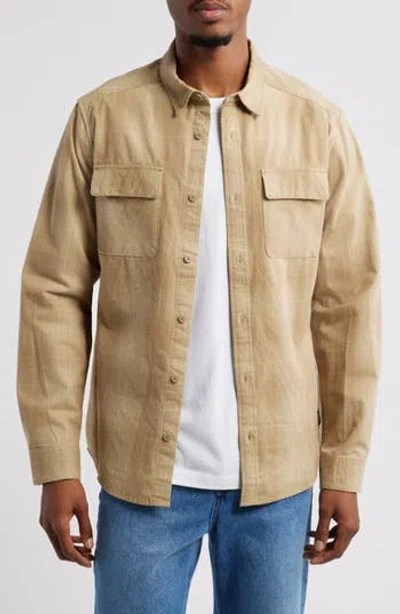 Rvca Dayshift Plaid Cotton Flannel Button-up Shirt In Wood