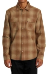 Rvca Dayshift Plaid Cotton Flannel Button-up Shirt In Wood
