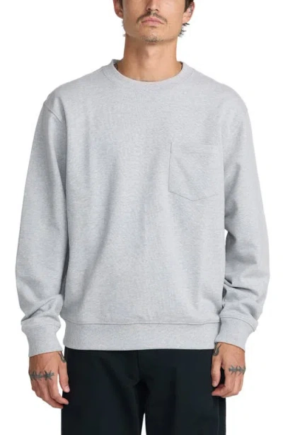 Rvca Dayshift Pocket Crewneck Sweatshirt In Gray