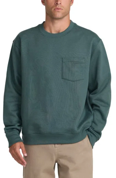 Rvca Dayshift Pocket Crewneck Sweatshirt In Green
