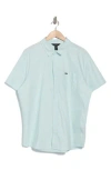 Rvca Douglas Solid Short Sleeve Cotton Button-up Shirt In Blue