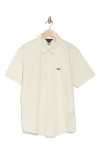 Rvca Douglas Solid Short Sleeve Cotton Button-up Shirt In Natural
