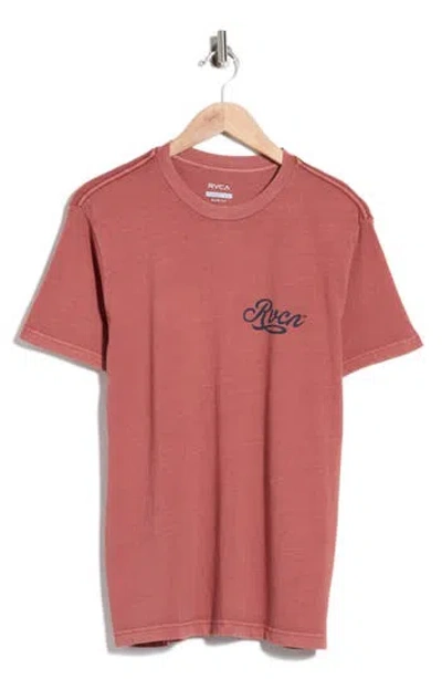 Rvca Emscript Cotton Graphic T-shirt In Dusty Red