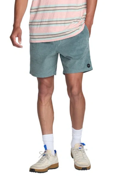 Rvca Escape Drawstring Cotton Walking Shorts In Blue