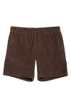 Rvca Escape Drawstring Cotton Walking Shorts In Brown