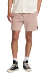Rvca Escape Drawstring Cotton Walking Shorts In Pale Mauve