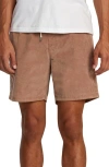 Rvca Escape Drawstring Cotton Walking Shorts In Sonora Brown
