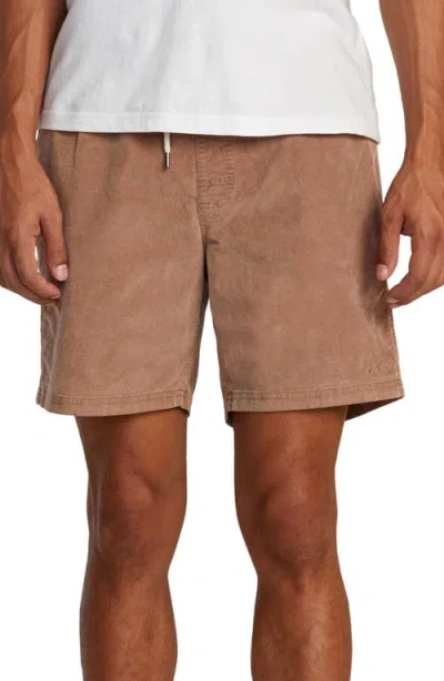 Rvca Escape Drawstring Cotton Walking Shorts In Sonora Brown