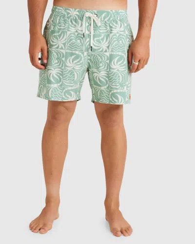 Rvca Exotica Elastic Swim Boardshort In Granite Green In Multi