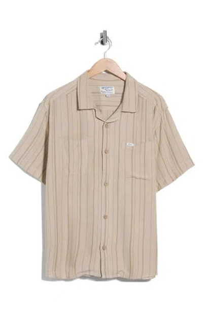 Rvca Exotica Stripe Short Sleeve Button-up Shirt In Light Khaki