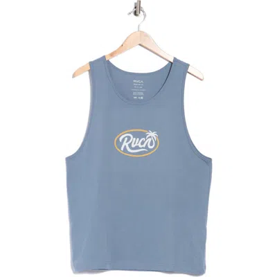 Rvca Frond Script Graphic Tank In Blue