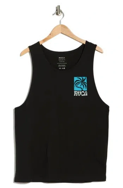 Rvca Fronds Graphic Tank In Black