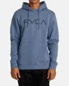 Rvca Front Screen Print Pullover Hoodie In Flint Stone In Blue
