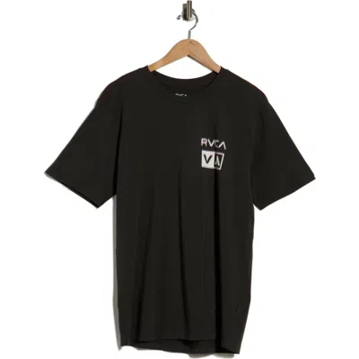 Rvca Glitch Cotton Graphic T-shirt In Pirate Black