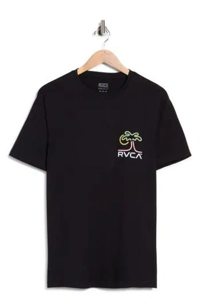 Rvca Happy Hour Cotton Graphic T-shirt In Black