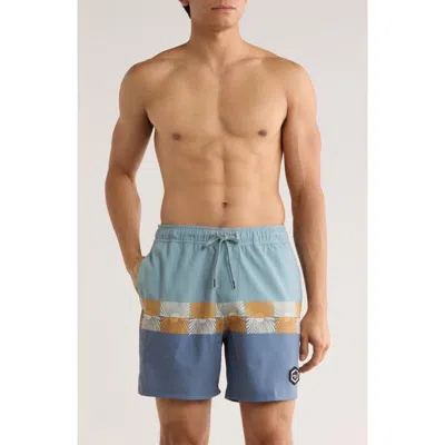 Rvca Hawaii Sunset Swim Shorts In Blue