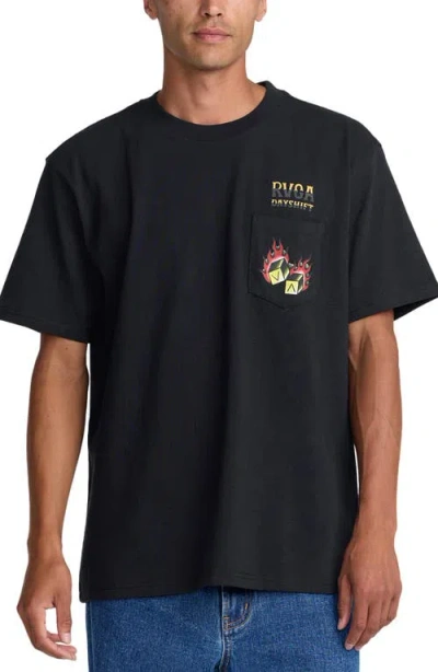 Rvca Hot Dice Graphic T-shirt In Black