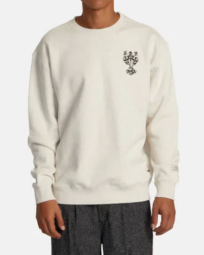 Rvca Invisible Man Crewneck Sweatshirt In Oatmeal Heather In Gray