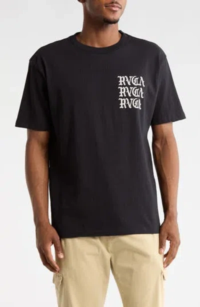 Rvca Iron On Graphic T-shirt In Black